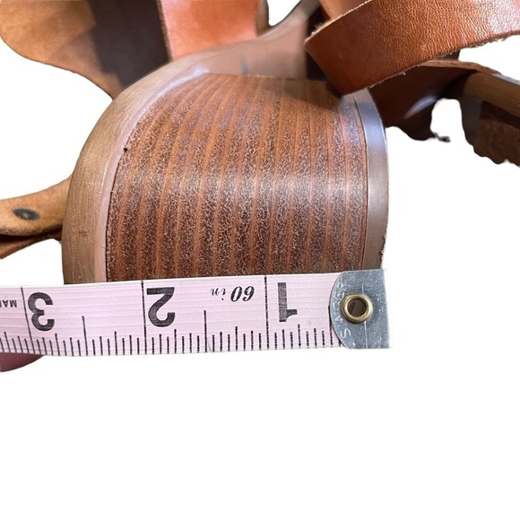 Barbara Barbieri Brown Leather Slingback Sandal Block Heel studs Size 9 - Picture 6 of 9